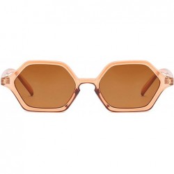 Oval Classic Retro Designer Style Polygonal Square Sunglasses for Women Plastic AC UV400 Sunglasses - Light Brown - C718SAT84...