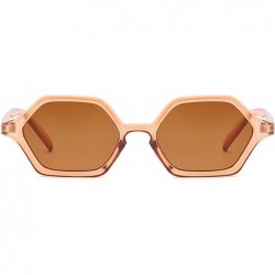 Oval Classic Retro Designer Style Polygonal Square Sunglasses for Women Plastic AC UV400 Sunglasses - Light Brown - C718SAT84...