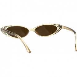 Oval Womens Rhinestone Sunglasses Sexy Oval Cateye Skinny Frame UV 400 - Beige (Brown) - C718O59IDMN $9.47