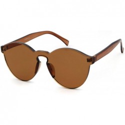 Rimless One Piece Rimless Sunglasses Colorful Transparent Round Oversized Retro Glasses - Brown - CE18D2Z3E39 $18.34