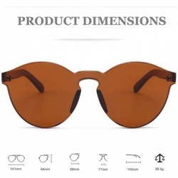 Rimless One Piece Rimless Sunglasses Colorful Transparent Round Oversized Retro Glasses - Brown - CE18D2Z3E39 $8.43