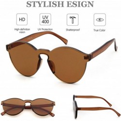 Rimless One Piece Rimless Sunglasses Colorful Transparent Round Oversized Retro Glasses - Brown - CE18D2Z3E39 $8.43