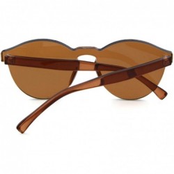 Rimless One Piece Rimless Sunglasses Colorful Transparent Round Oversized Retro Glasses - Brown - CE18D2Z3E39 $8.43