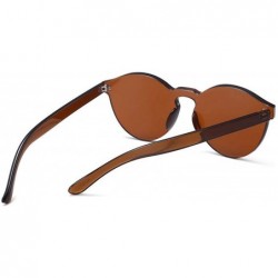 Rimless One Piece Rimless Sunglasses Colorful Transparent Round Oversized Retro Glasses - Brown - CE18D2Z3E39 $8.43