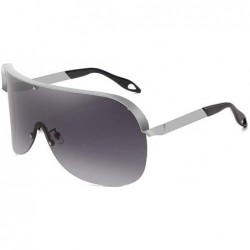 Goggle Oversized Windproof Glasses Fashion Sunglasses - Silver&grey - C61935E8WOH $28.60