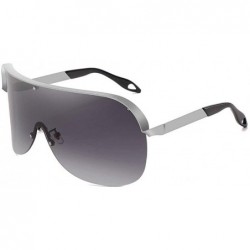 Goggle Oversized Windproof Glasses Fashion Sunglasses - Silver&grey - C61935E8WOH $13.17