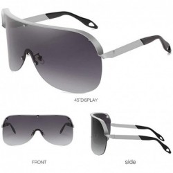 Goggle Oversized Windproof Glasses Fashion Sunglasses - Silver&grey - C61935E8WOH $13.17