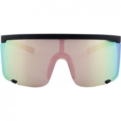 Shield Oversized Super Shield Colorful Mirrored Lens Sunglasses Retro Flat Top 80's Frame - CH194A4LHXE $27.38