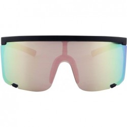 Shield Oversized Super Shield Colorful Mirrored Lens Sunglasses Retro Flat Top 80's Frame - CH194A4LHXE $15.65