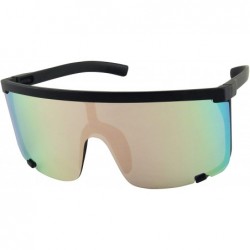 Shield Oversized Super Shield Colorful Mirrored Lens Sunglasses Retro Flat Top 80's Frame - CH194A4LHXE $15.65