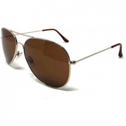 Aviator Gold Wire Pilot Aviator Sunglasses w/Dark Brown Lenses - CD18NS8592C $9.74