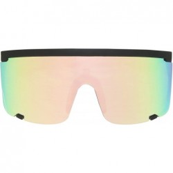 Shield Oversized Super Shield Colorful Mirrored Lens Sunglasses Retro Flat Top 80's Frame - CH194A4LHXE $15.65