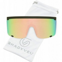 Shield Oversized Super Shield Colorful Mirrored Lens Sunglasses Retro Flat Top 80's Frame - CH194A4LHXE $15.65