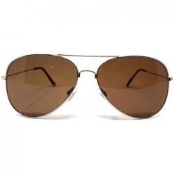 Aviator Gold Wire Pilot Aviator Sunglasses w/Dark Brown Lenses - CD18NS8592C $9.74