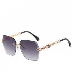 Sport Metal Frameless Trimmed Polygonal Sunglasses Anti-UV Glasses Female Ocean Sunglasses - 3 - CN1906C4EUD $59.64