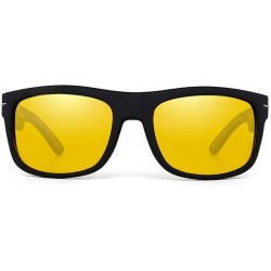 Square Retro Driving Polarized Sunglasses For Men Metal Frame Ultra Light - Yellow - CY18WEX9MAI $12.52