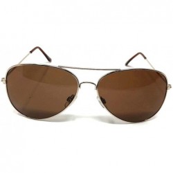 Aviator Gold Wire Pilot Aviator Sunglasses w/Dark Brown Lenses - CD18NS8592C $9.74