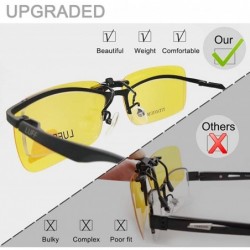 Rectangular Polarized Clip on Sunglasses for Prescription/Myopia Eyeglasses Outdoor/Driving - Yellow - CN18HMD0MD9 $14.68