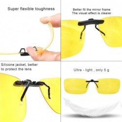 Rectangular Polarized Clip on Sunglasses for Prescription/Myopia Eyeglasses Outdoor/Driving - Yellow - CN18HMD0MD9 $14.68