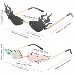 Rimless 2 Pieces Fire Flame Sunglasses for Women Men - Rimless Wave Sun Glasses Fire Shape Glasses - Eyewear for Party - C219...