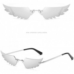 Sport Fashion Irregular Man Women Wing Shape Sunglasses Glasses Shades Vintage Retro - Silver - CL190G6I3AA $8.80