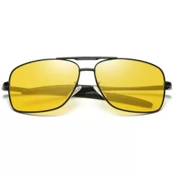 Square Fashion Night Vision Polarized Sunglasses Brand Designer Men Myopic polarized sunglasses - CL18TKDL22W $33.46