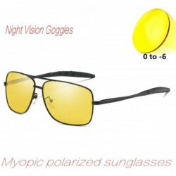 Square Fashion Night Vision Polarized Sunglasses Brand Designer Men Myopic polarized sunglasses - CL18TKDL22W $15.59