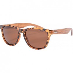 Wayfarer Women's Polarized Wooden Sunglasses UV400 Colorful Flash Mirror Lens-Z6100 - Demi-zebra - CI18O2HA0S2 $28.10