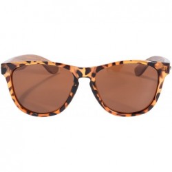 Wayfarer Women's Polarized Wooden Sunglasses UV400 Colorful Flash Mirror Lens-Z6100 - Demi-zebra - CI18O2HA0S2 $12.77