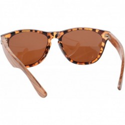 Wayfarer Women's Polarized Wooden Sunglasses UV400 Colorful Flash Mirror Lens-Z6100 - Demi-zebra - CI18O2HA0S2 $12.77
