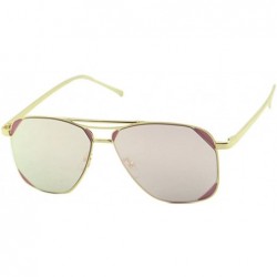 Sport Men Women Sport Aviator Sunglasses Mirror Lens Thin Metal Frame Anti Glare - Gold Rose Mirror - CB1867NS99O $19.49