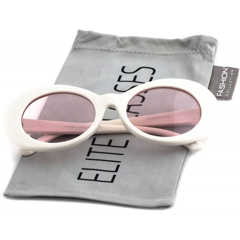 Round NIRVANA Kurt Cobain Oval Bold Vintage Sunglasses For Women Men Clout Goggle Sunglasses - Rose Pink - CL1844X734T $9.12