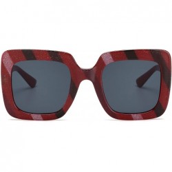 Oversized Fashion Oversized Square Sunglasses for Women with Flat Lens 66mm - Red-gray - CB18UTSAT6T $11.93