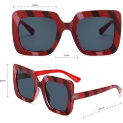 Oversized Fashion Oversized Square Sunglasses for Women with Flat Lens 66mm - Red-gray - CB18UTSAT6T $11.93