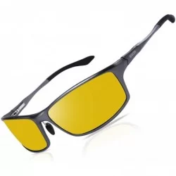Rectangular Driving Anti Glare Glasses Safe Polarized - C-Gunmetal Frame Night Lens - CW18ADRO38T $46.28