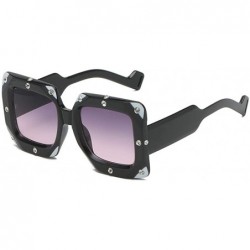 Goggle Fashion Men Women Large Frame Oversize Sunglasses Rhinestone Decorated Sun Glasses - E - C718TTTDCE9 $9.93