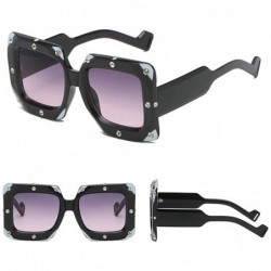 Goggle Fashion Men Women Large Frame Oversize Sunglasses Rhinestone Decorated Sun Glasses - E - C718TTTDCE9 $9.93