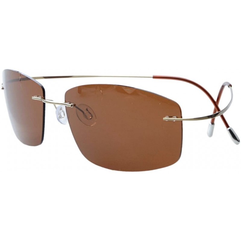 Rectangular Rimless Titanium Frame Polarized Sunglasses - CA11A9SC8Q3 $36.50