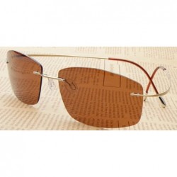 Rectangular Rimless Titanium Frame Polarized Sunglasses - CA11A9SC8Q3 $36.50