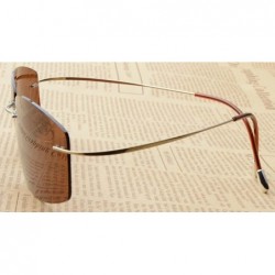 Rectangular Rimless Titanium Frame Polarized Sunglasses - CA11A9SC8Q3 $36.50