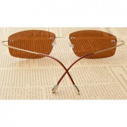 Rectangular Rimless Titanium Frame Polarized Sunglasses - CA11A9SC8Q3 $36.50