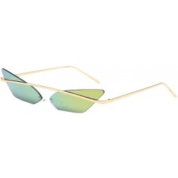 Rimless Retro Small Cat Eye Rimless Sunglasses Metal Frame Transparent Lens - Gold - CV18A3ST7A7 $22.63