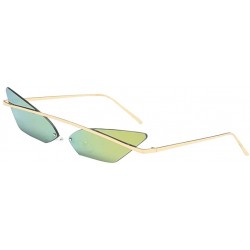 Rimless Retro Small Cat Eye Rimless Sunglasses Metal Frame Transparent Lens - Gold - CV18A3ST7A7 $11.76
