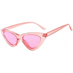 Cat Eye Women's Fashion Cat Eye Jelly Color Sunshade Sexy Vintage sunglasses - Pink - CF18UKGGR09 $9.32