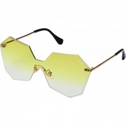 Rimless Fashion Sunglasses for Women or Girls with the Cool and Bright Colors of the Ocean - Yellow - CF185ZEHTW6 $18.30