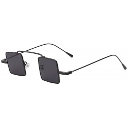 Square Vintage Square Small Metal Frame Sunglasses Tinted Lens Shades - Black-smoke - C618I3HCETO $10.67