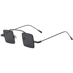 Square Vintage Square Small Metal Frame Sunglasses Tinted Lens Shades - Black-smoke - C618I3HCETO $20.04