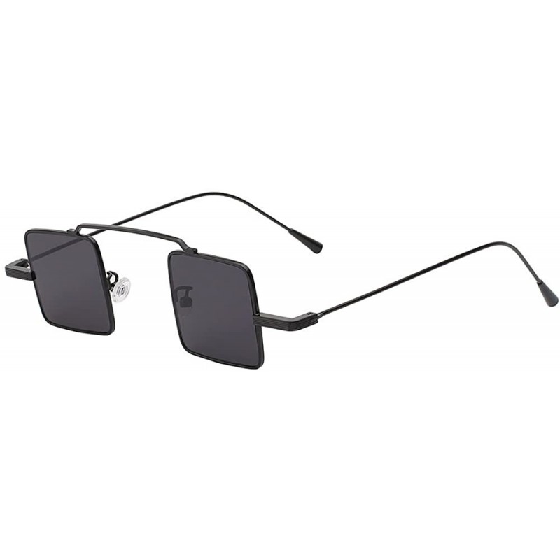 Square Vintage Square Small Metal Frame Sunglasses Tinted Lens Shades - Black-smoke - C618I3HCETO $10.67