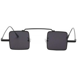 Square Vintage Square Small Metal Frame Sunglasses Tinted Lens Shades - Black-smoke - C618I3HCETO $10.67