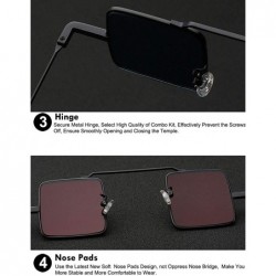 Square Vintage Square Small Metal Frame Sunglasses Tinted Lens Shades - Black-smoke - C618I3HCETO $10.67